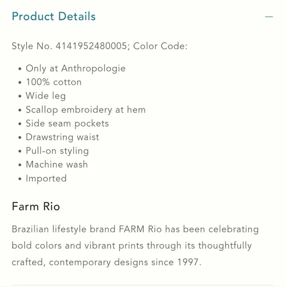 FARM RIO x Anthropologie Print Scallop-hem Wide Leg Pants In Fresh Fish NWT L - Picture 14 of 14